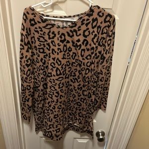 Leopard print long sleeve tunic